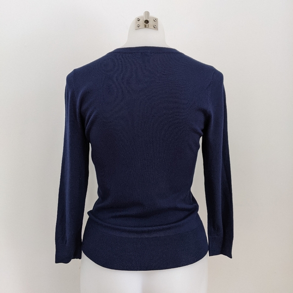 HALOGEN Crewneck Cardigan, Navy, XS - Picture 3 of 7